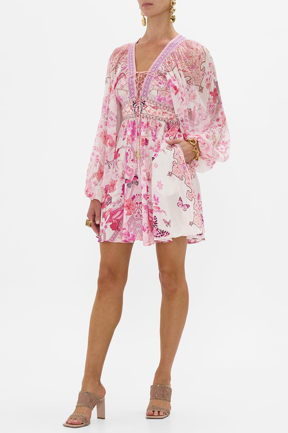 LACE UP FRONT SHORT DRESS-BOTANOVL-XS-CLOTHINGDRESSCASUAL-CAMILLA