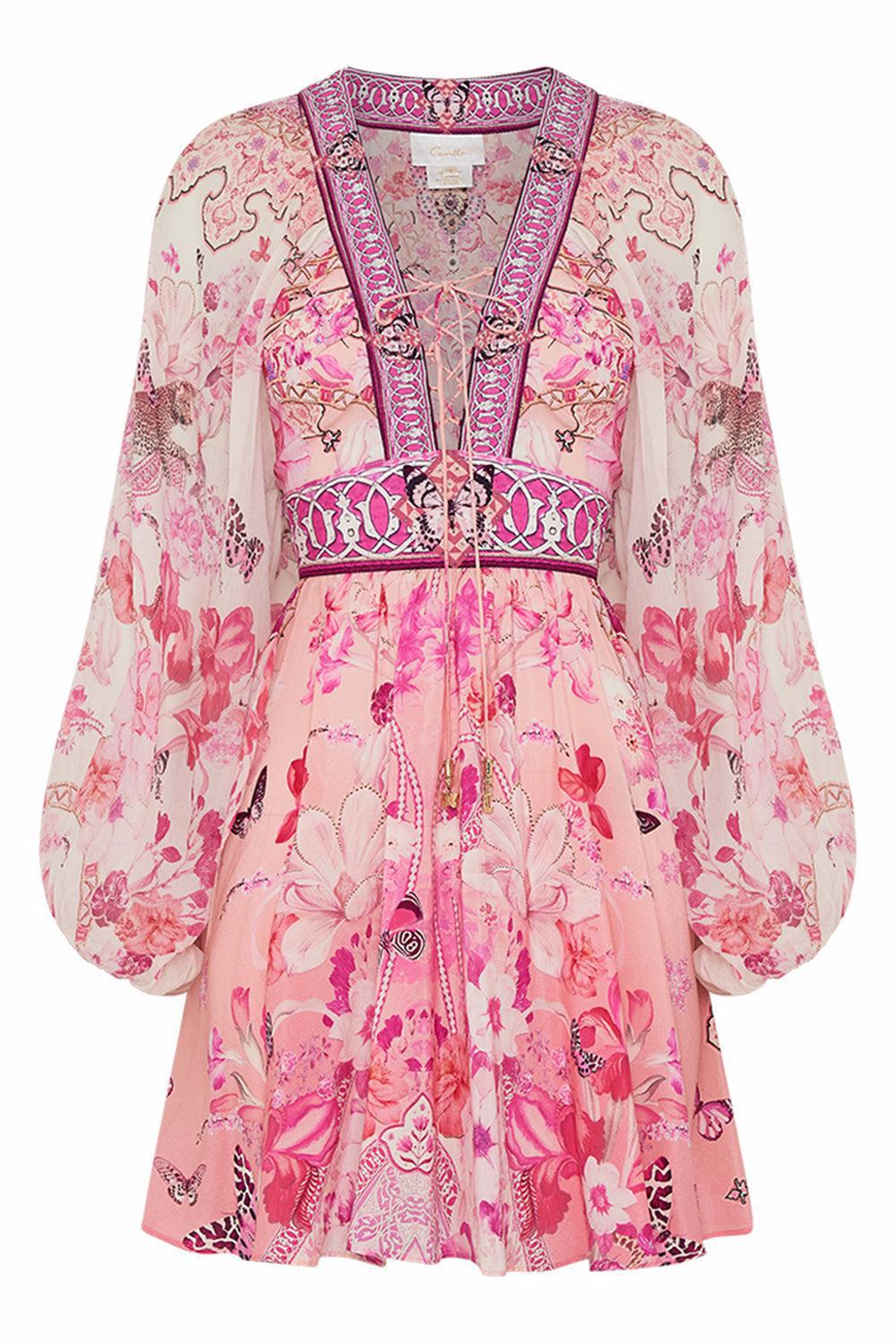 LACE UP FRONT SHORT DRESS-BOTANOVL-XS-CLOTHINGDRESSCASUAL-CAMILLA