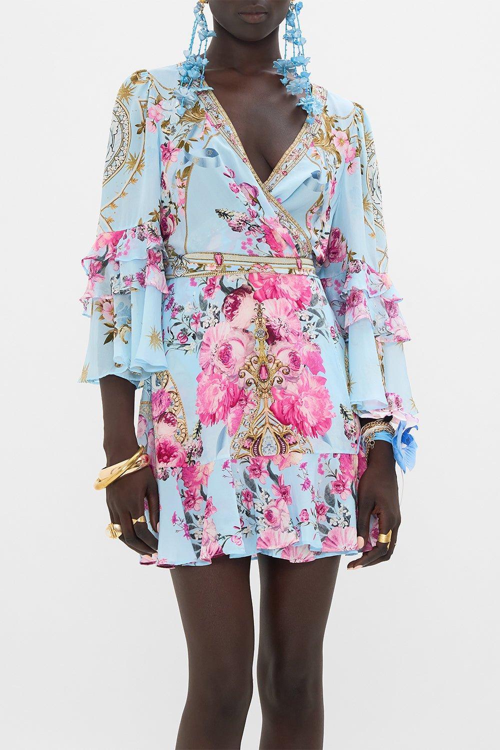 CAMILLA-Ruffle Sleeve Wrap Dress-