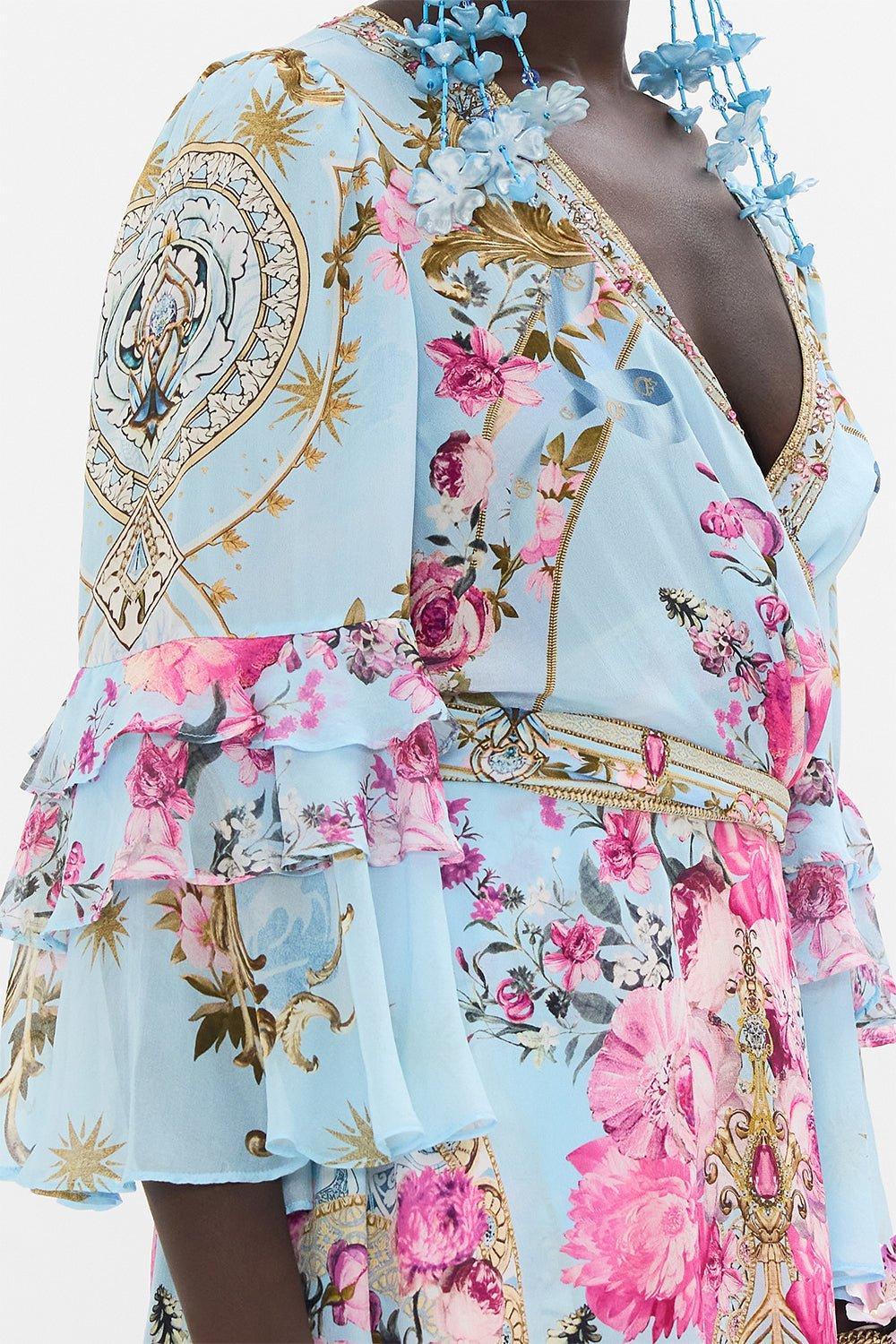 CAMILLA-Ruffle Sleeve Wrap Dress-