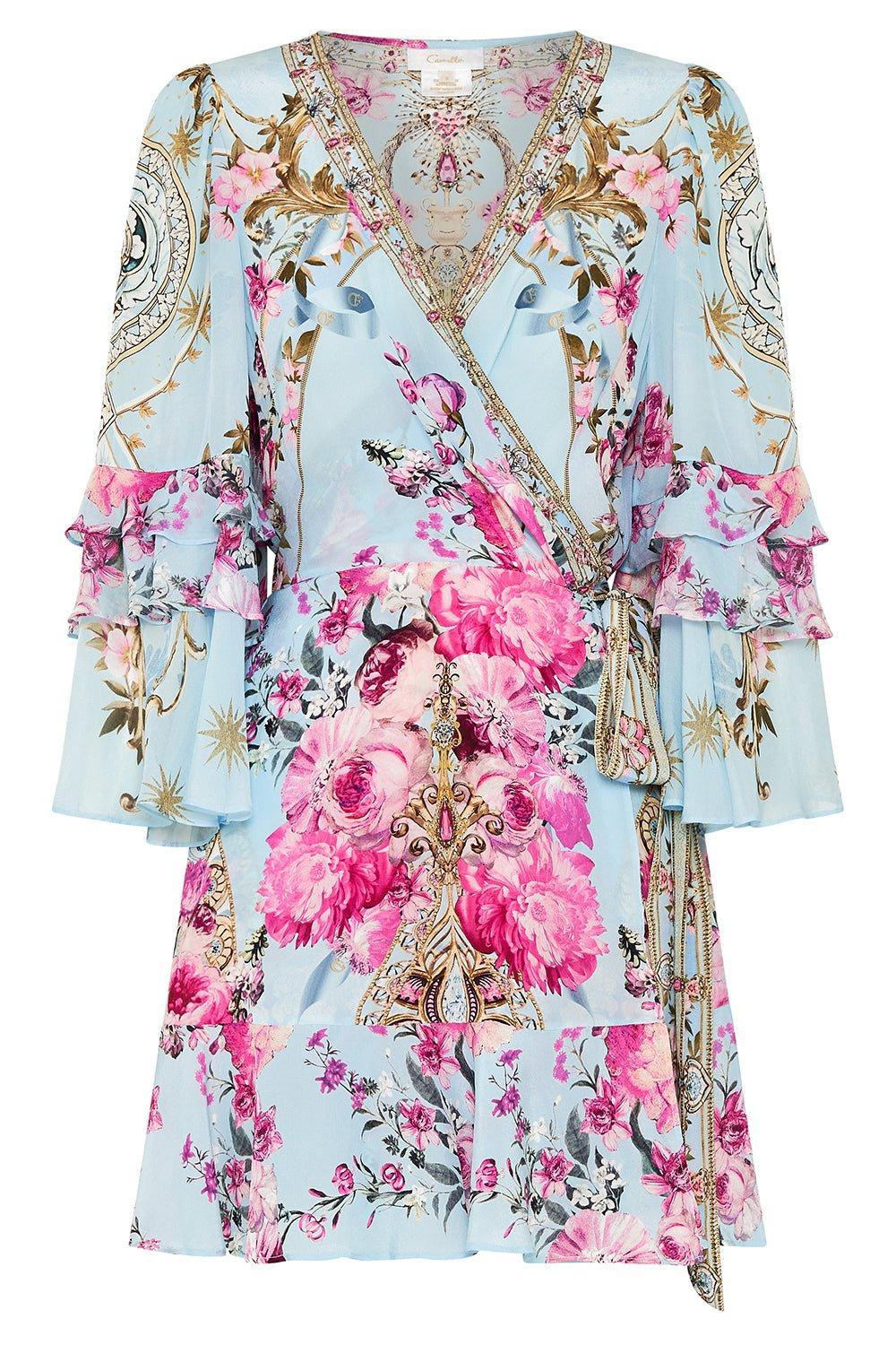 CAMILLA-Ruffle Sleeve Wrap Dress-