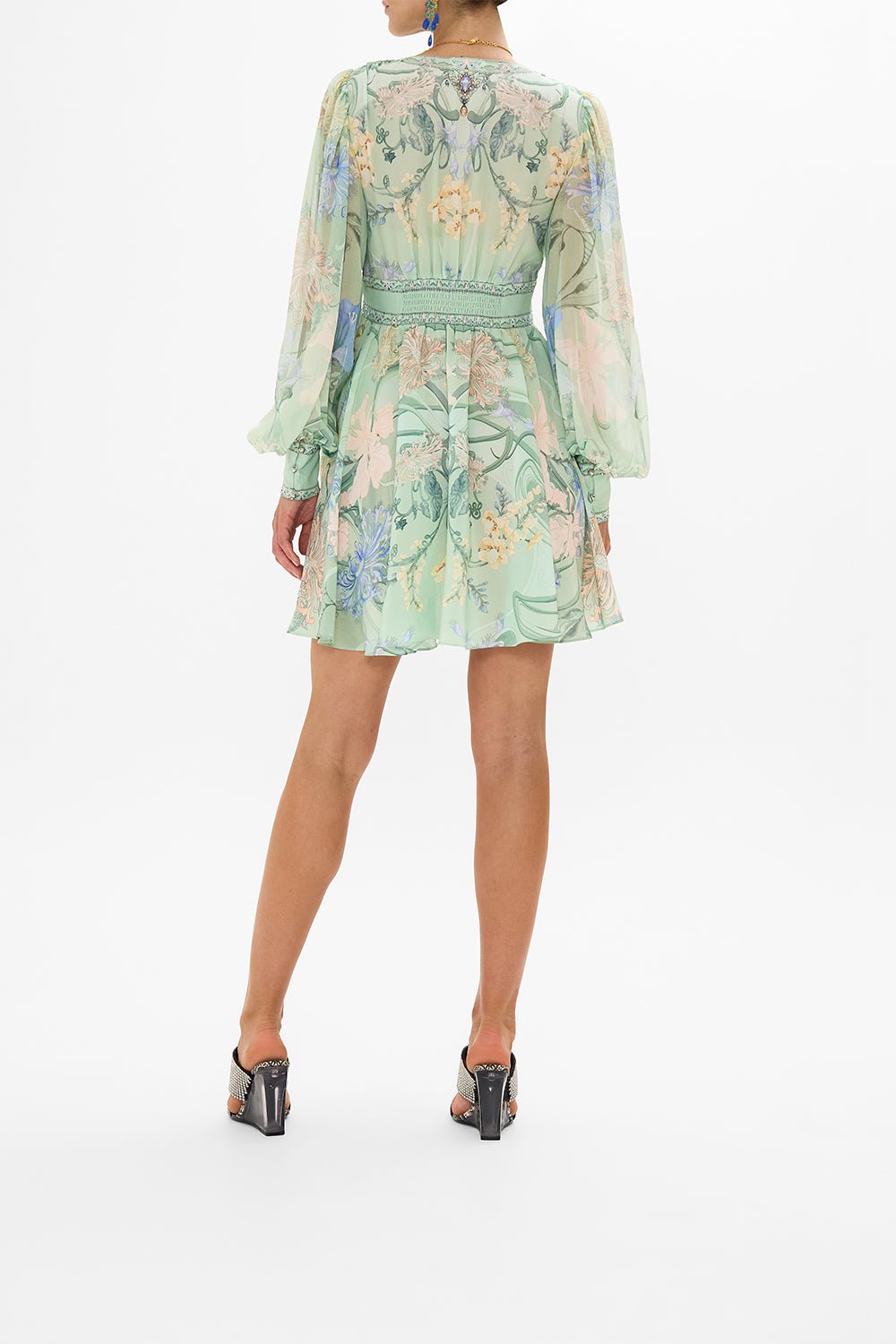 CAMILLA-Blouson Sleeve Short Dress-