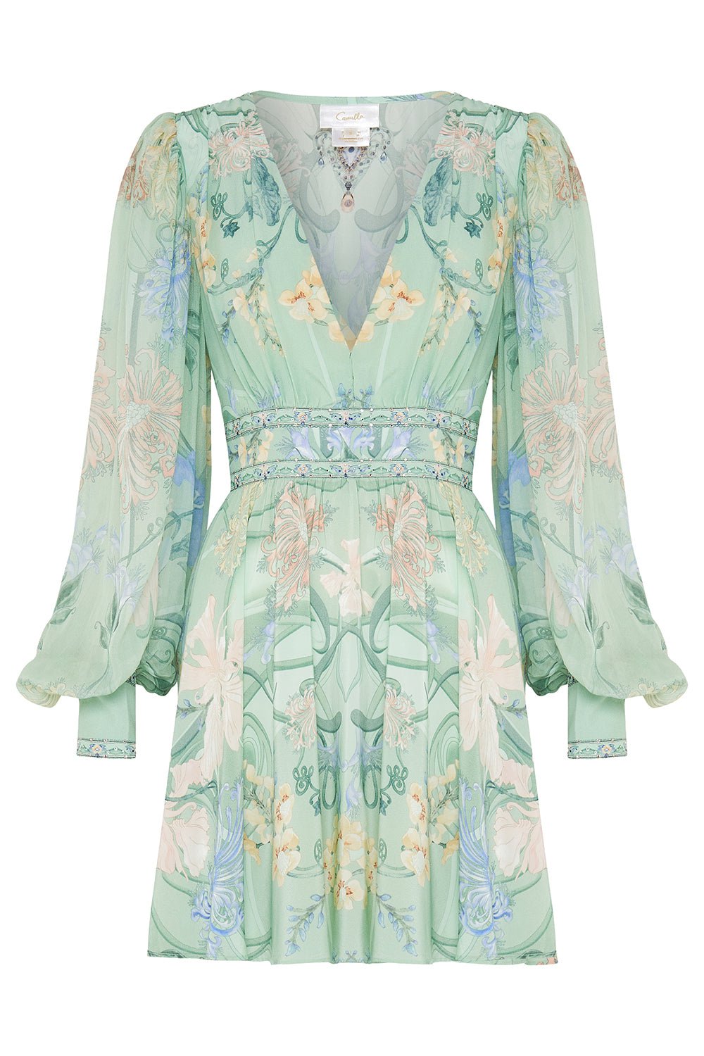 CAMILLA-Blouson Sleeve Short Dress-