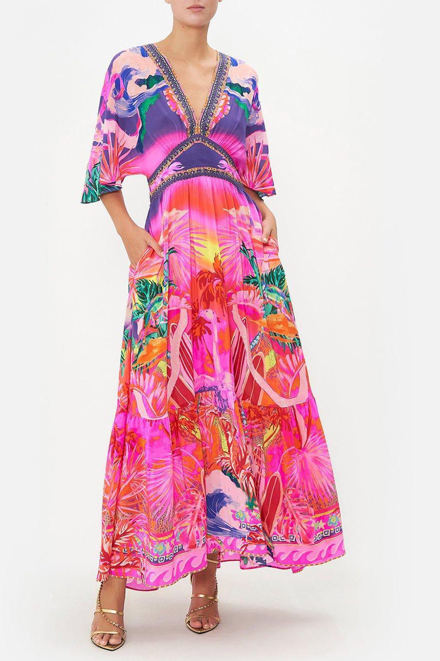CAMILLA-Hi Waisted Ruffle Hem Dress-