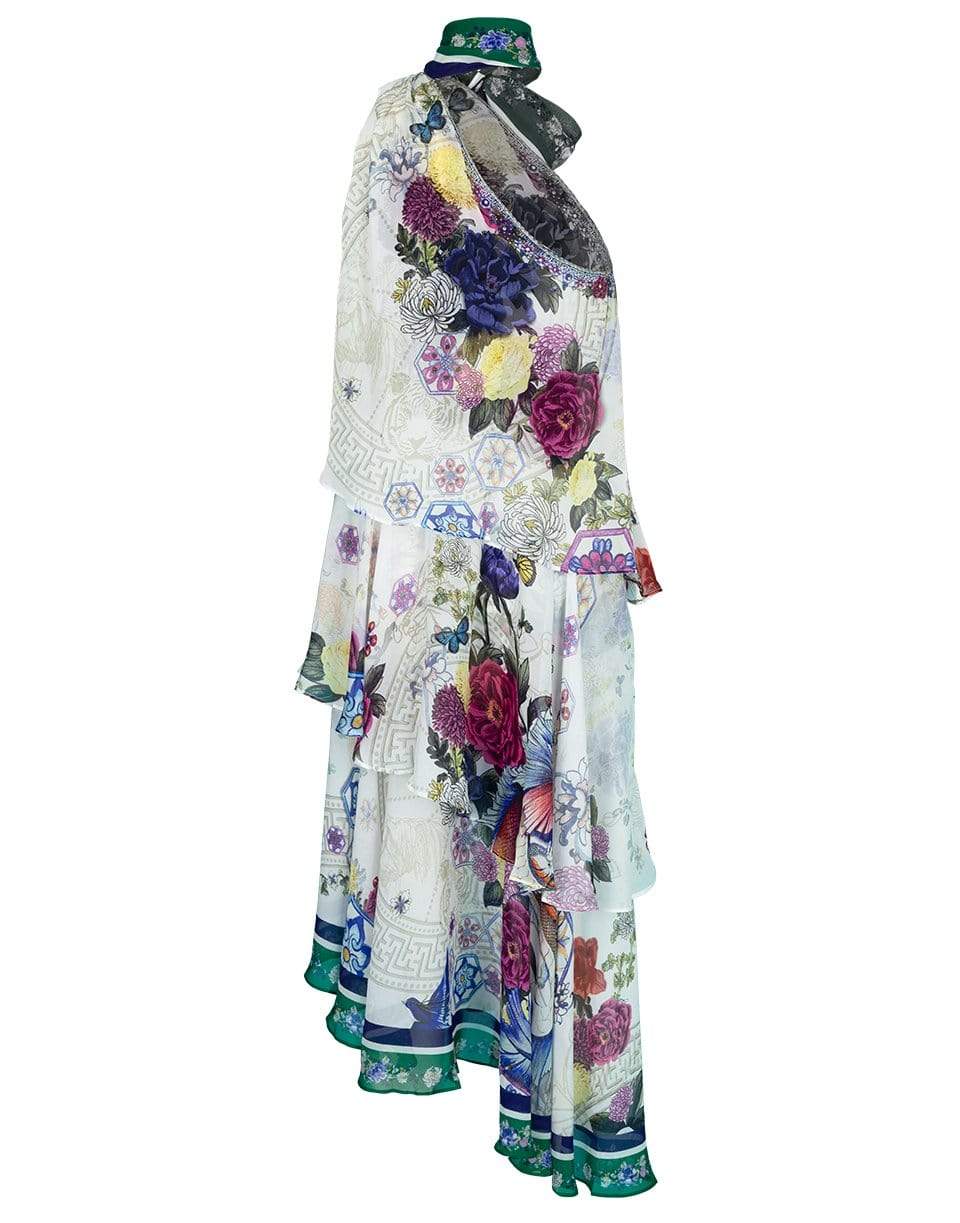 CAMILLA-Gentle Moon Asymmetrical Neck Tie Dress-