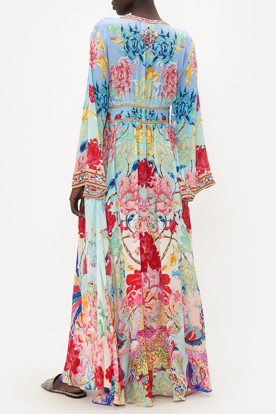 CAMILLA-Shirred Kimono Sleeve Dress-