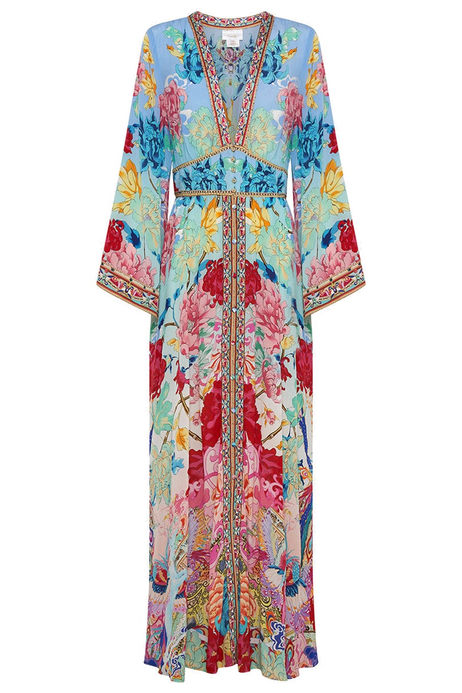 CAMILLA-Shirred Kimono Sleeve Dress-