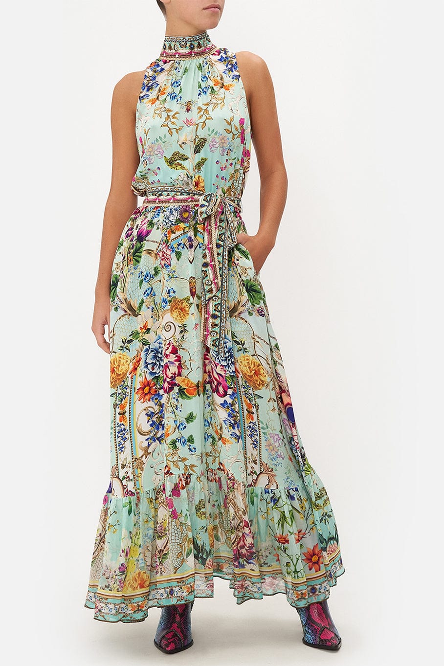 CAMILLA-Necktie Dress With Elasticated Waist-