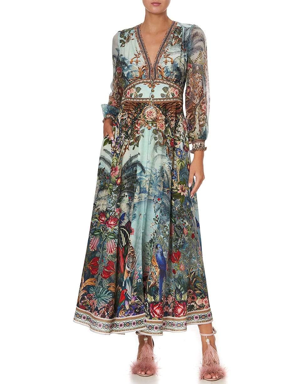 CAMILLA-Button Dress With Shaped Waistband-