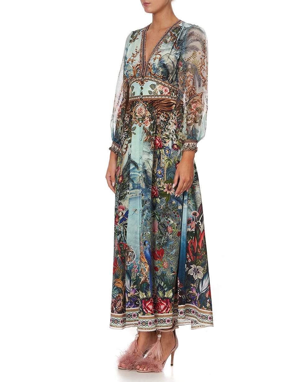 CAMILLA-Button Dress With Shaped Waistband-