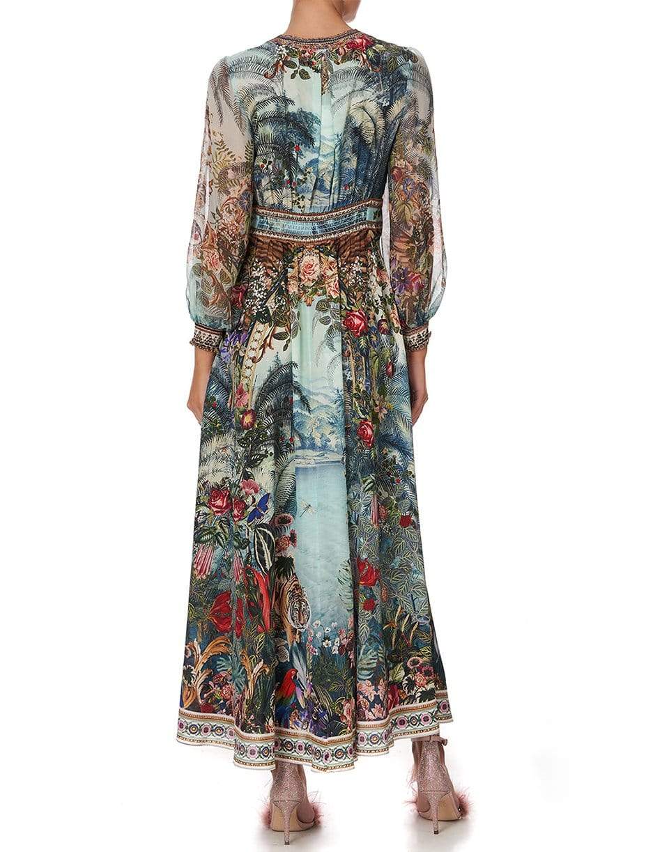 CAMILLA-Button Dress With Shaped Waistband-