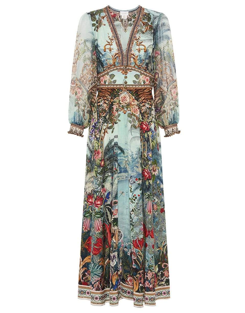 CAMILLA-Button Dress With Shaped Waistband-