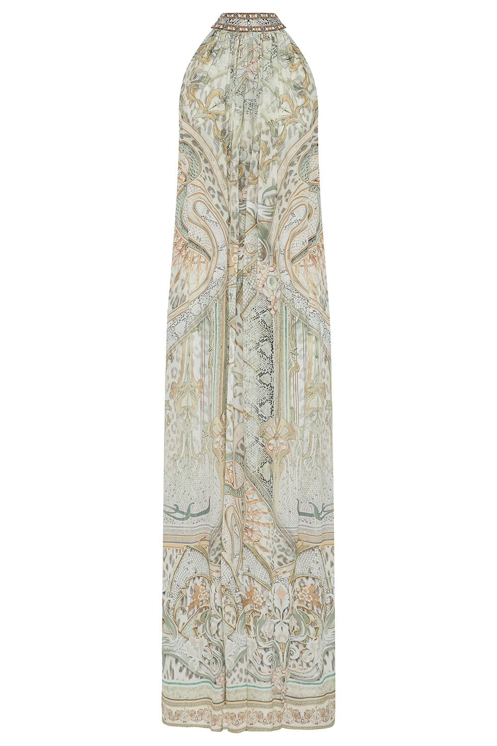 CAMILLA-Tie Neck Long Dress-IVORY TOWER TALES