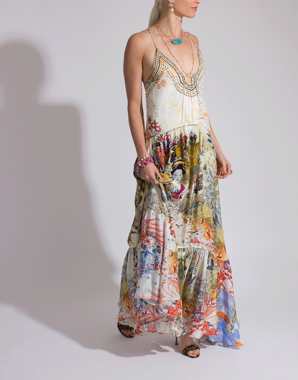 CAMILLA-U-Ring Printed Maxi Dress-LADYLABY