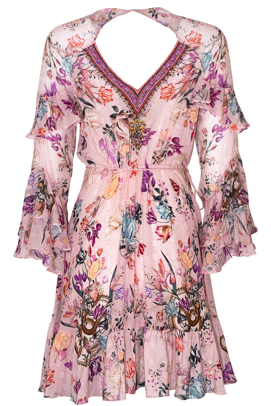 CAMILLA-Ruffled Short Wrap Dress-