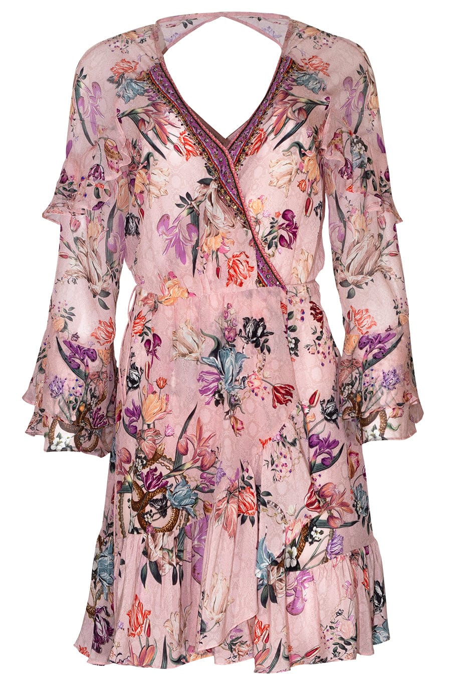 CAMILLA-Ruffled Short Wrap Dress-