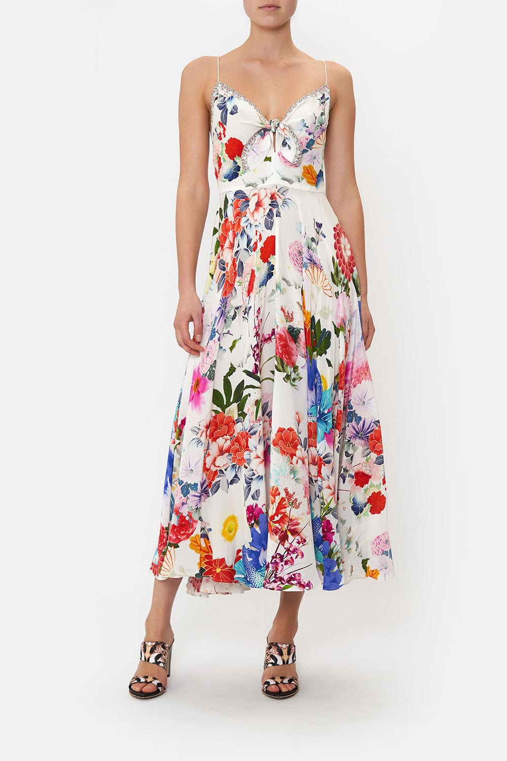 CAMILLA-Long Dress With Tie Front-