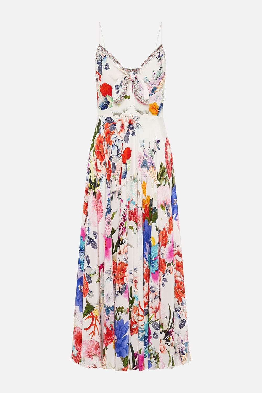 CAMILLA-Long Dress With Tie Front-