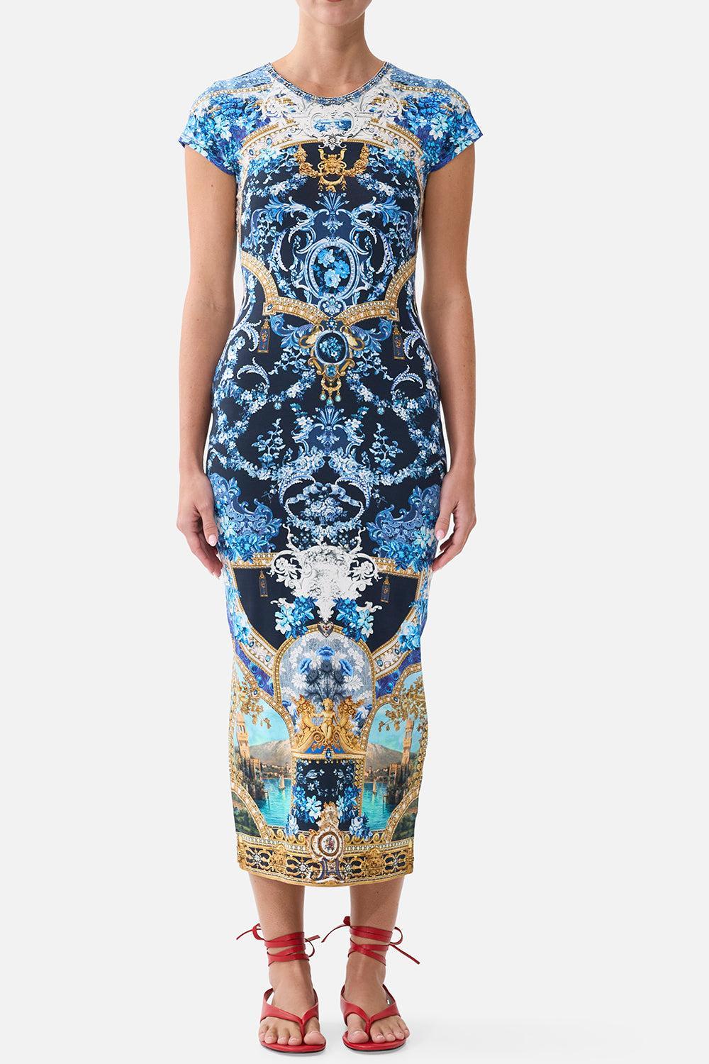 Cap Sleeve Jersey Midi Dress-NOVELTY-XS-CLOTHINGDRESSCASUAL-CAMILLA