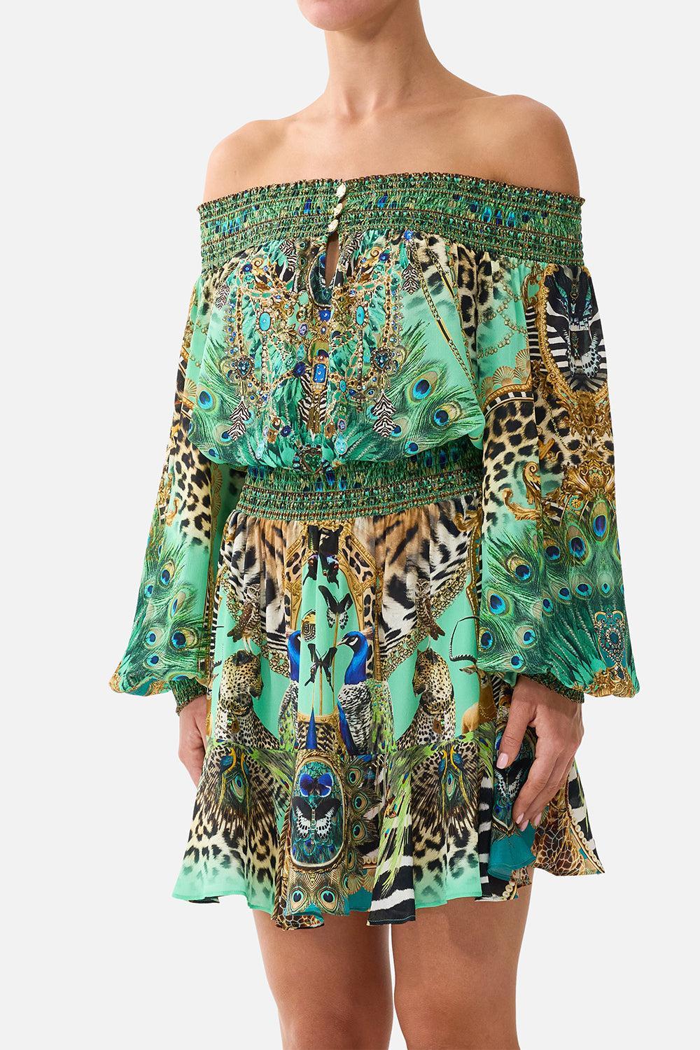 Off The Shoulder Short Dress - Green-NOVELTY-XS-CLOTHINGDRESSCASUAL-CAMILLA