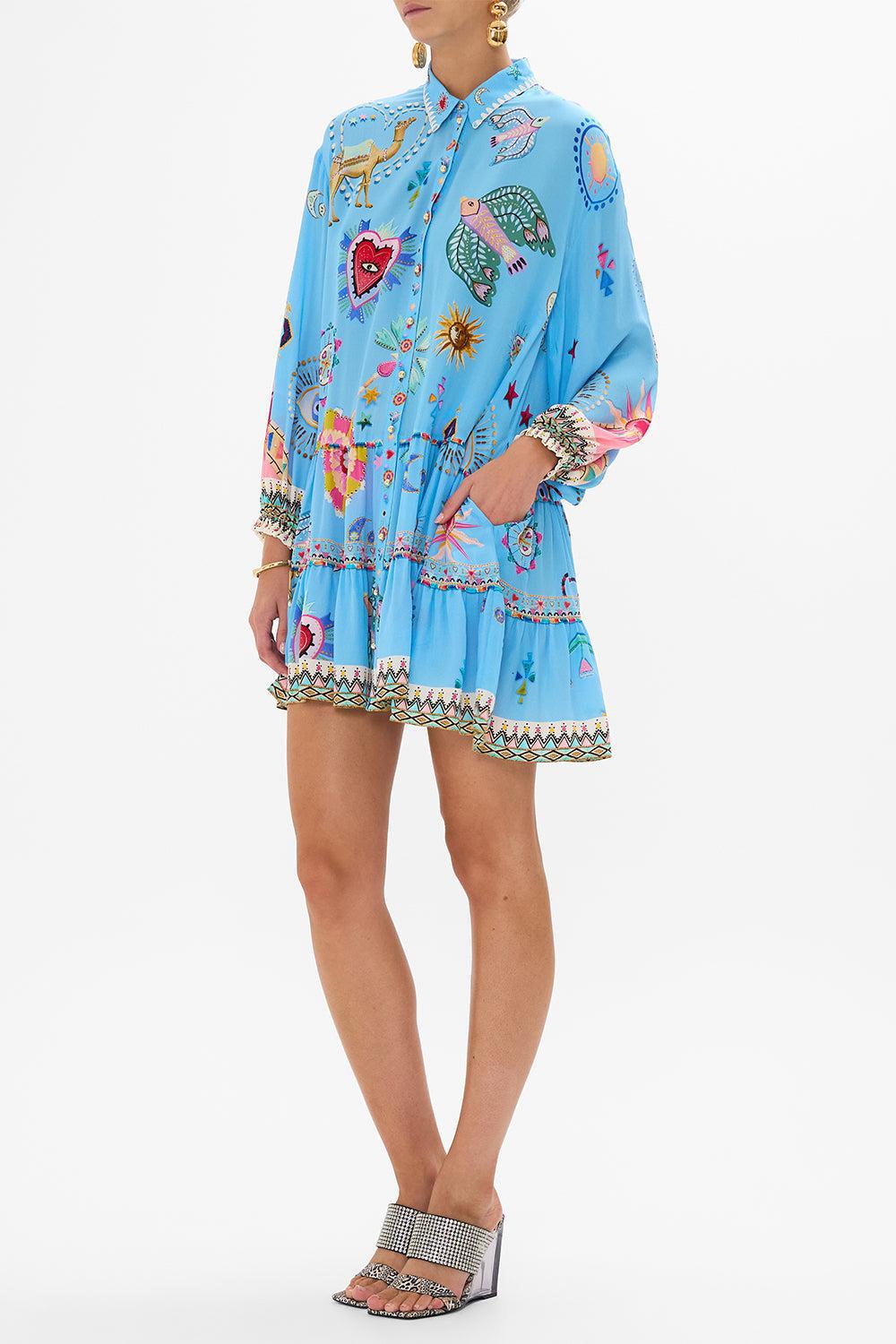 LONG SLEEVE TIERED SHORT DRESS-PAINTVIL-XS-CLOTHINGDRESSCASUAL-CAMILLA