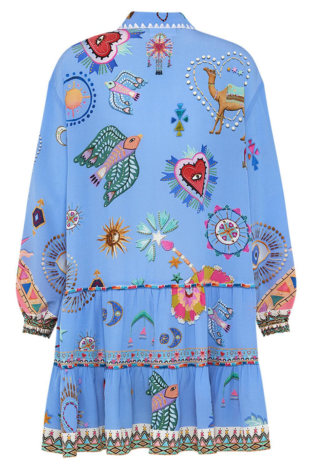 LONG SLEEVE TIERED SHORT DRESS-PAINTVIL-XS-CLOTHINGDRESSCASUAL-CAMILLA