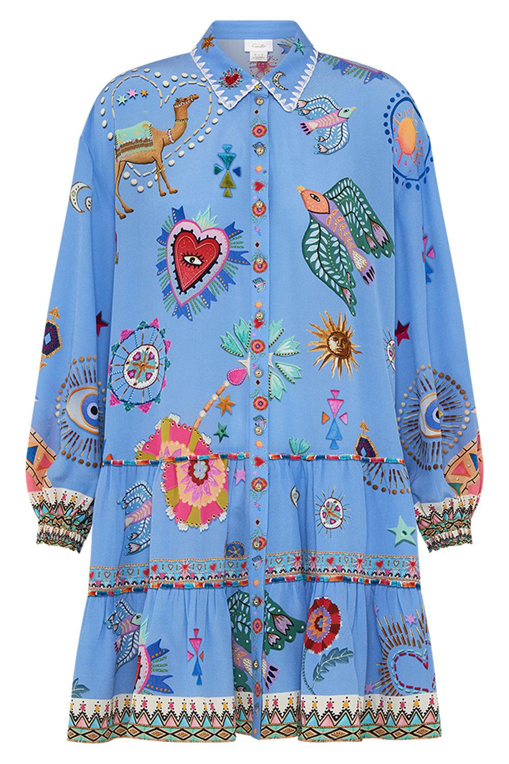 LONG SLEEVE TIERED SHORT DRESS-PAINTVIL-XS-CLOTHINGDRESSCASUAL-CAMILLA