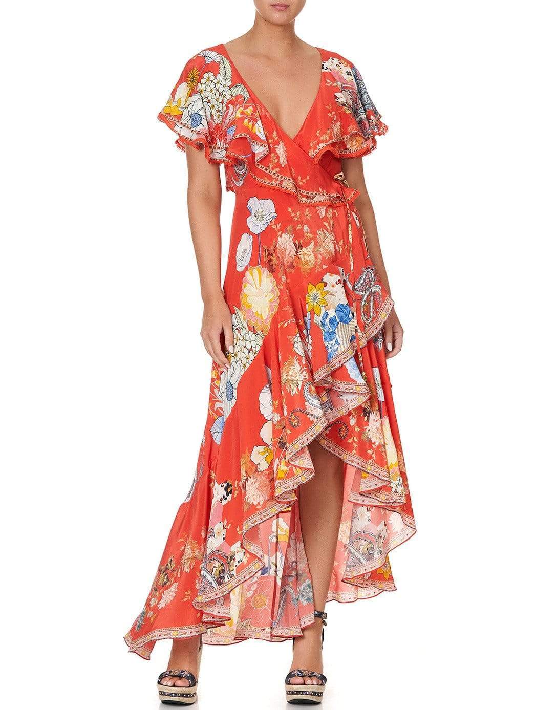 Paisley In Patches Frill Sleeve Long Dress | CAMILLA – Marissa Collections