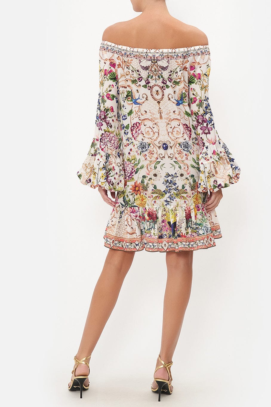 CAMILLA-Blouson Sleeve A Line Frill Dress-