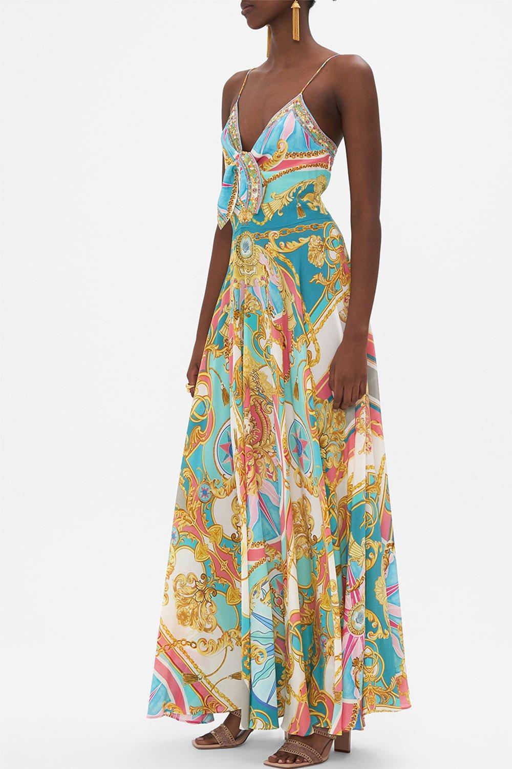 CAMILLA-Tie Front Maxi Dress-