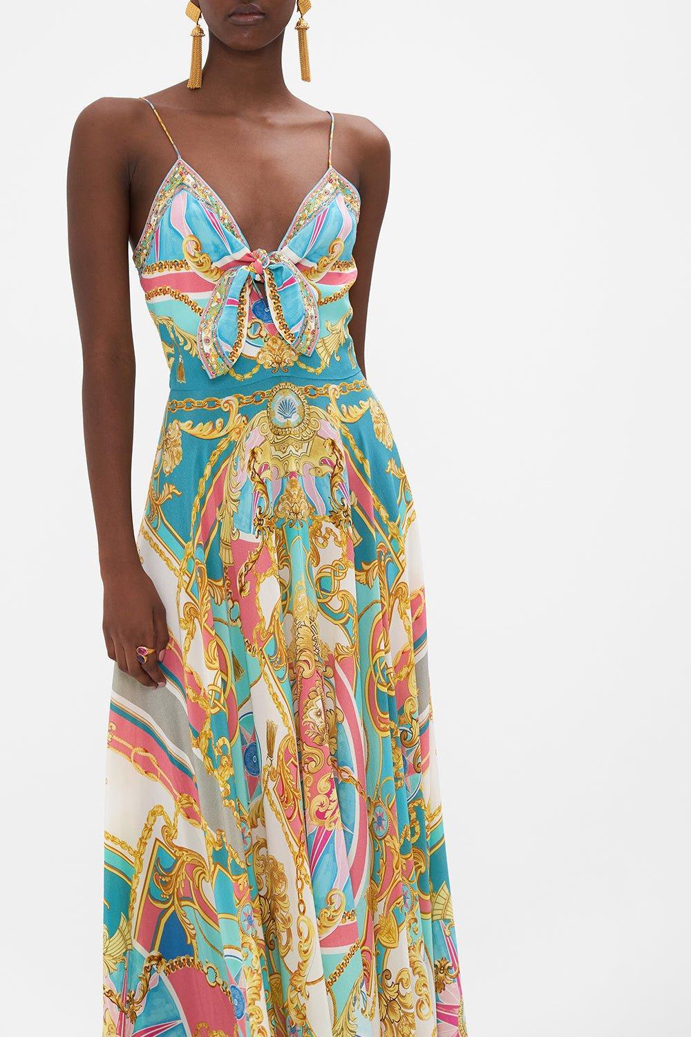 CAMILLA-Tie Front Maxi Dress-