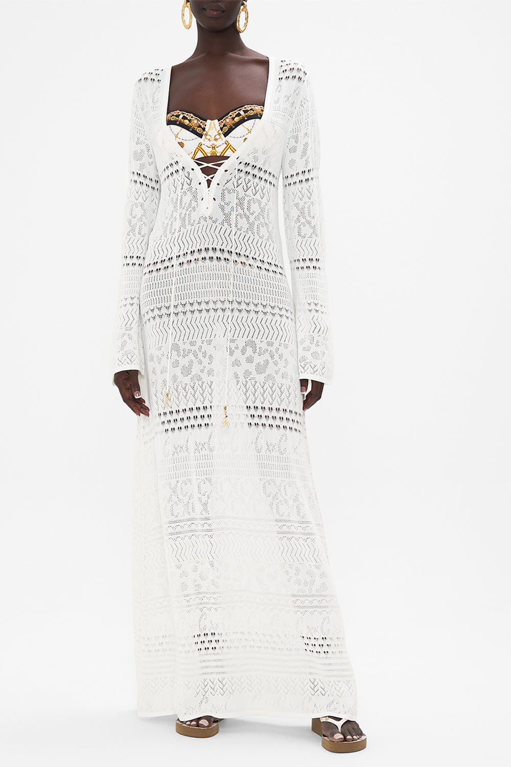 CAMILLA-Lace Front Pointelle Dress-