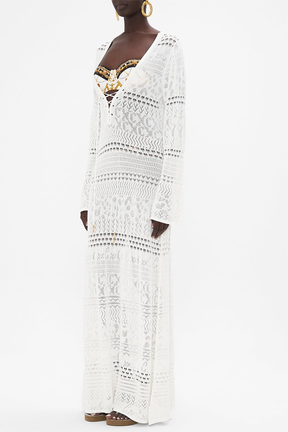 CAMILLA-Lace Front Pointelle Dress-