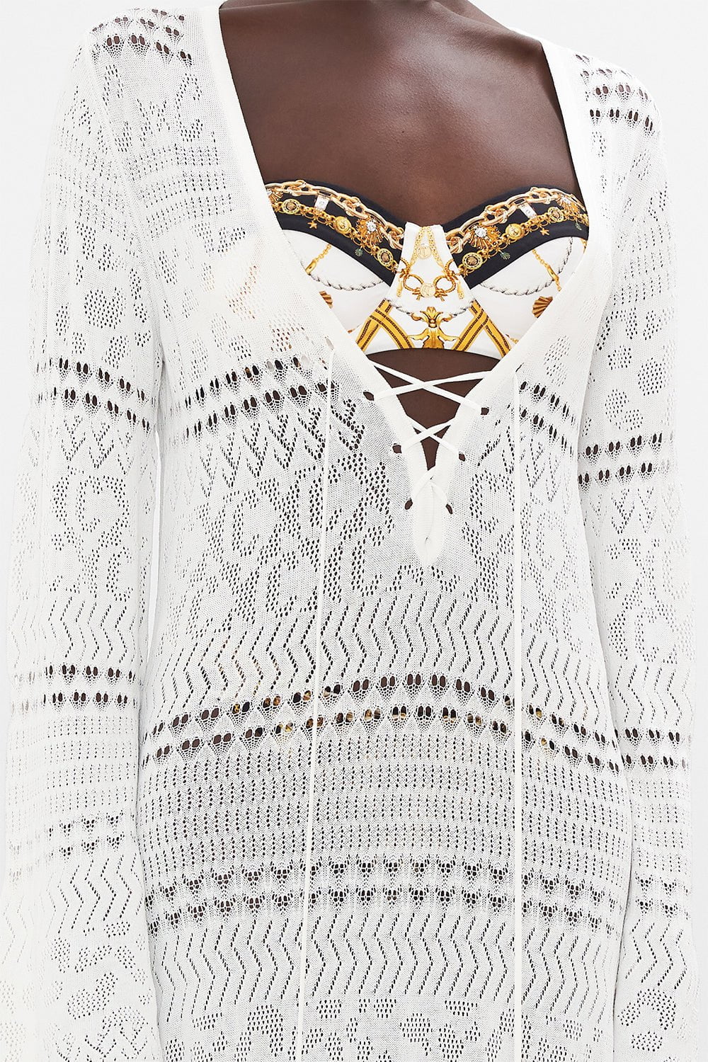 CAMILLA-Lace Front Pointelle Dress-