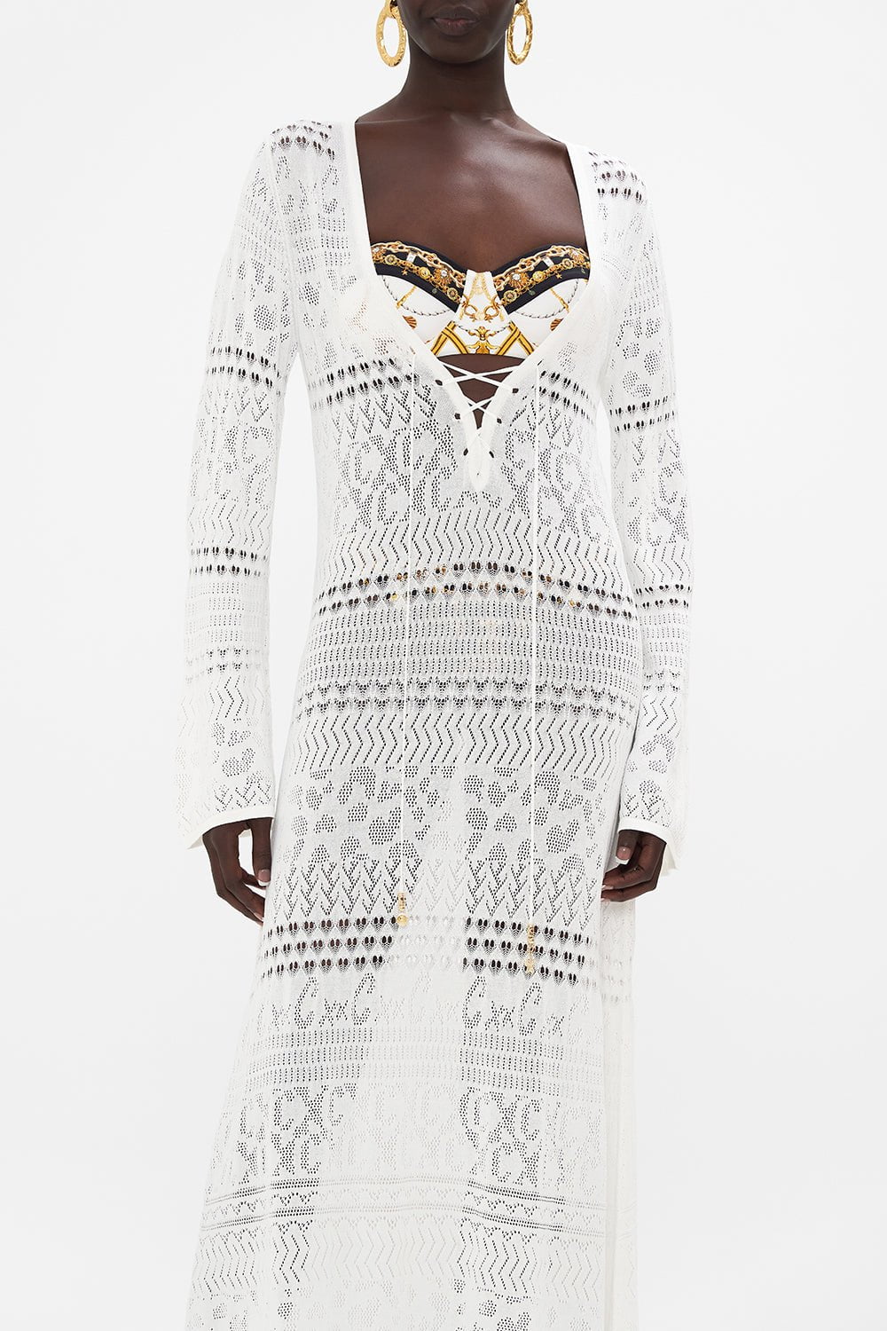 CAMILLA-Lace Front Pointelle Dress-
