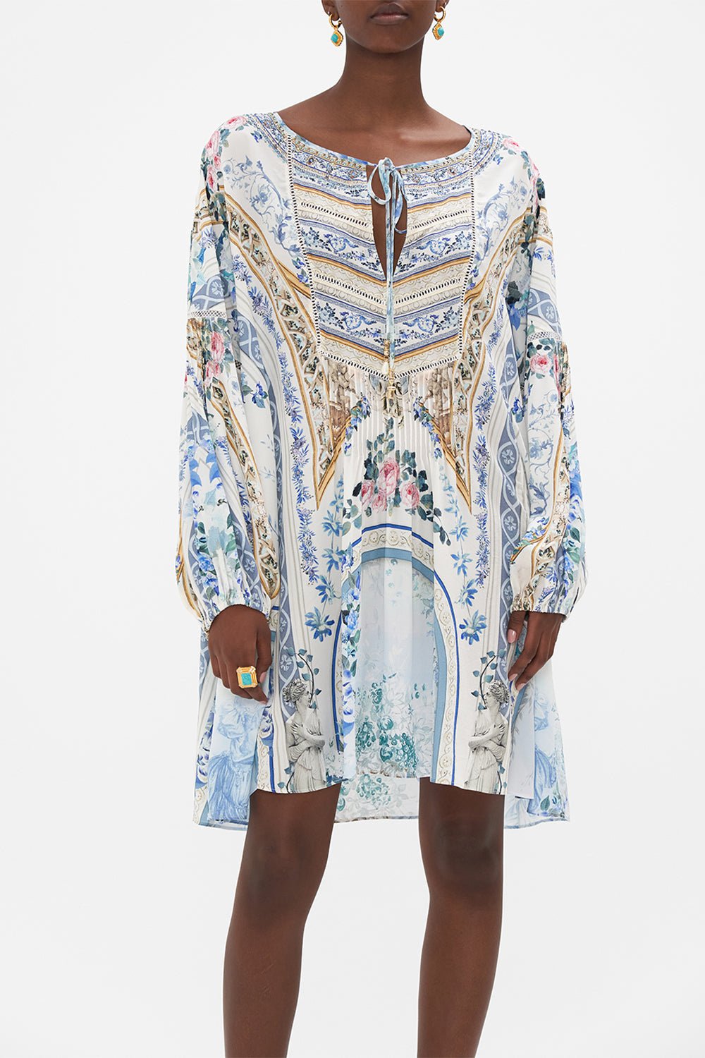 CAMILLA-A-Line Blouson Sleeve Dress-