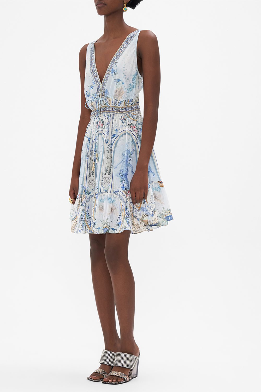 CAMILLA-Shirred Waist Mini Dress-