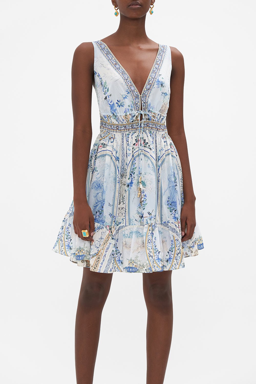CAMILLA-Shirred Waist Mini Dress-