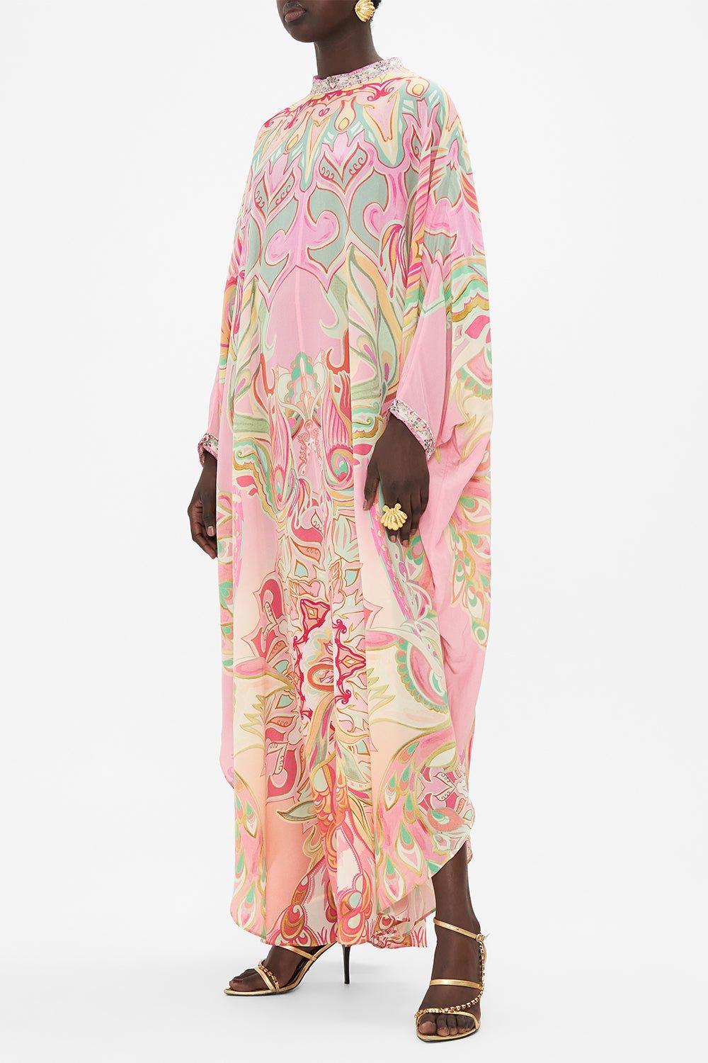 CAMILLA-High Collar Tie Kaftan-TEAWTUCH