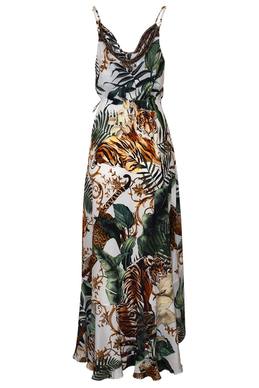 CAMILLA-Draped Front Tie Wrap Dress-