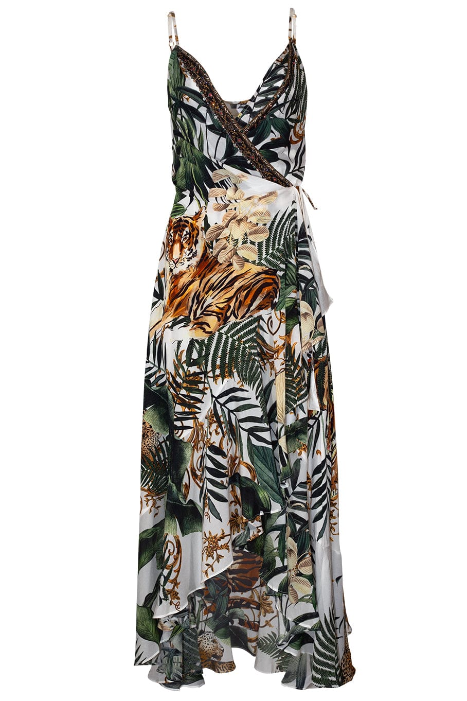 CAMILLA-Draped Front Tie Wrap Dress-
