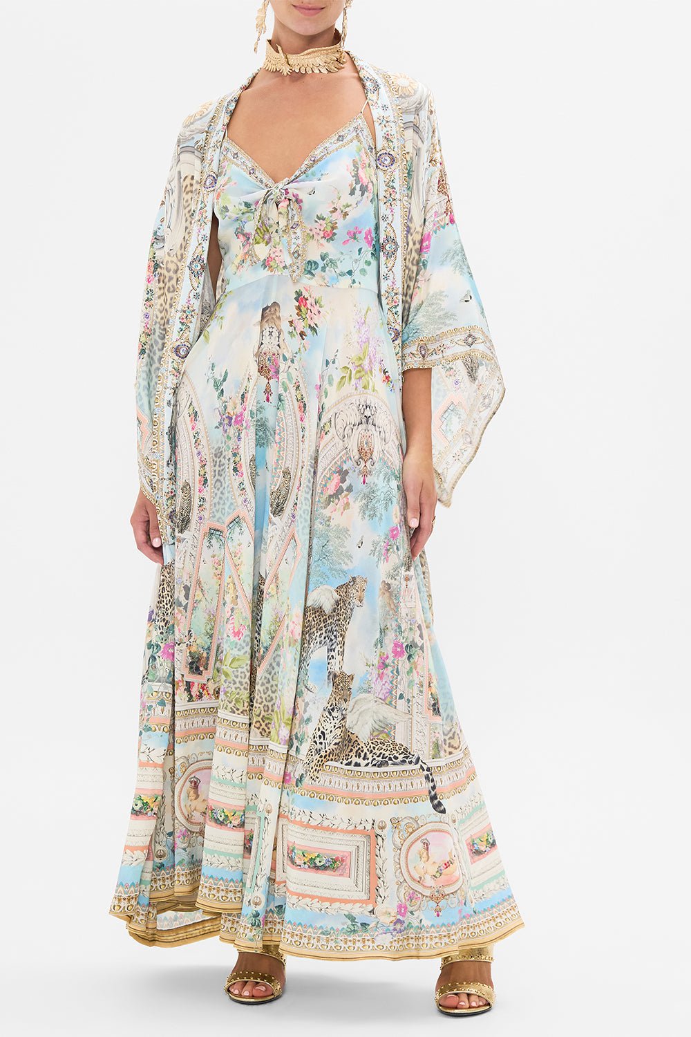 CAMILLA-Tie Front Long Dress-
