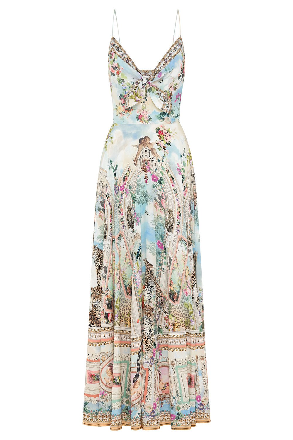 CAMILLA-Tie Front Long Dress-