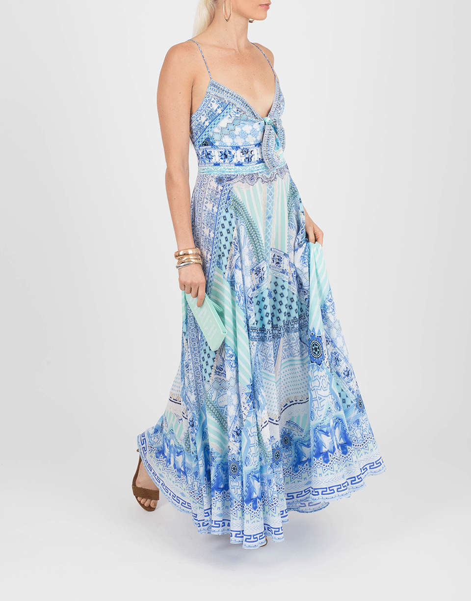 CAMILLA-Tie Front Maxi Dress-