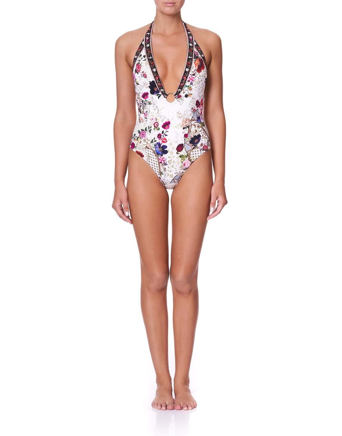 CAMILLA-Fairy Godmother Ring Detail Plunge V-Neck One Piece-