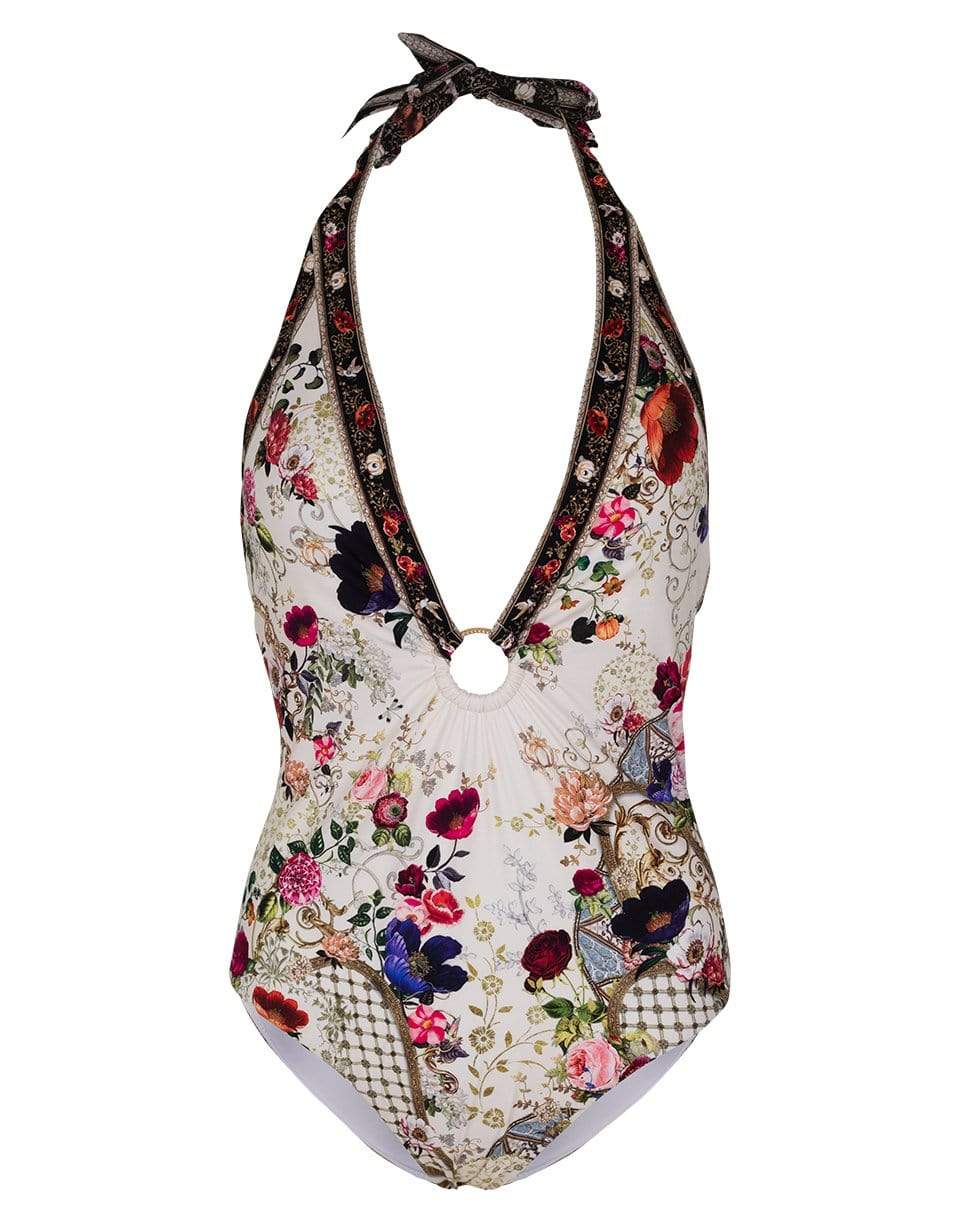 CAMILLA-Fairy Godmother Ring Detail Plunge V-Neck One Piece-