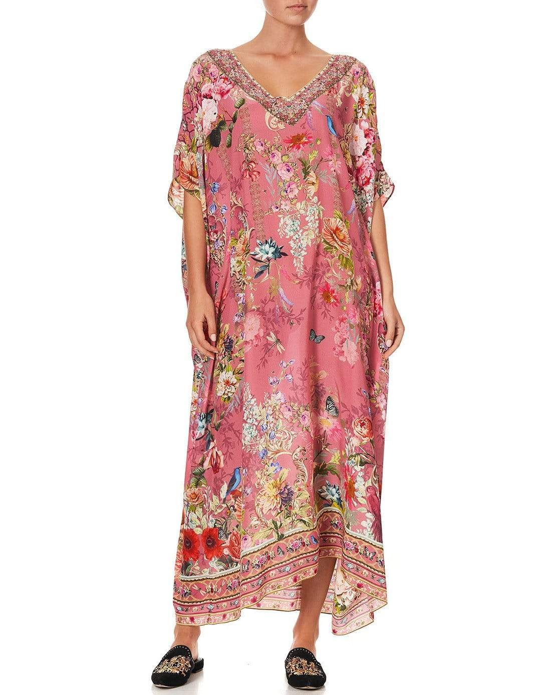 CAMILLA-Patchwork Heart V-Neck Kaftan-HEART