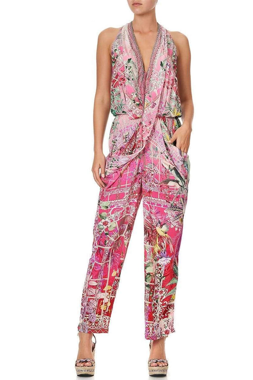 CAMILLA-Draped Front Bodice Jumpsuit-