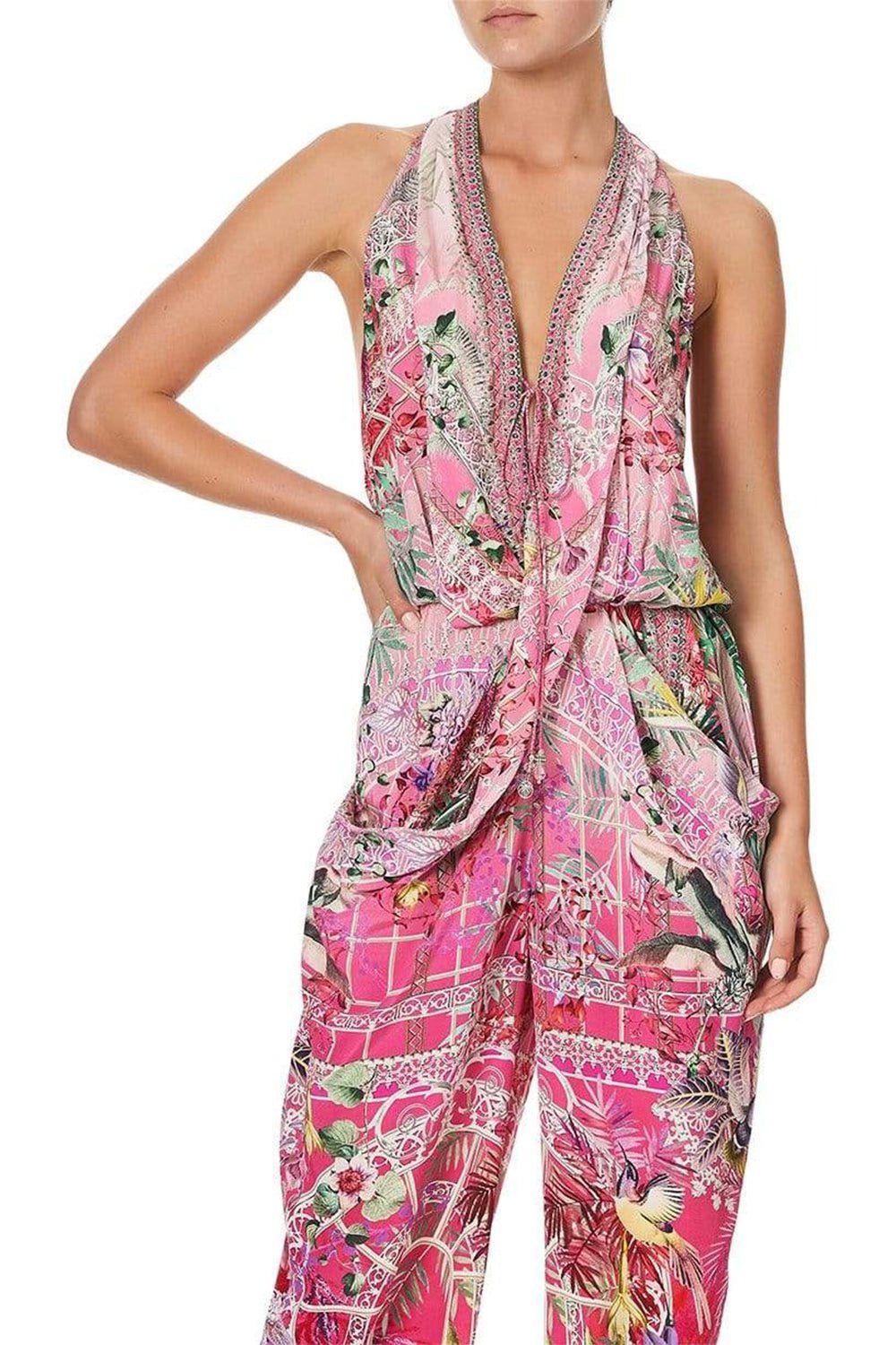 CAMILLA-Draped Front Bodice Jumpsuit-