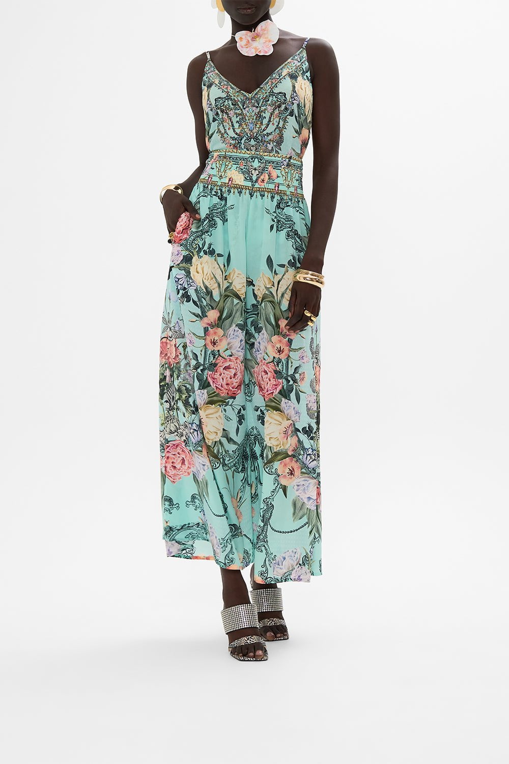 CAMILLA-Shirred Waist Wide Leg Pant-